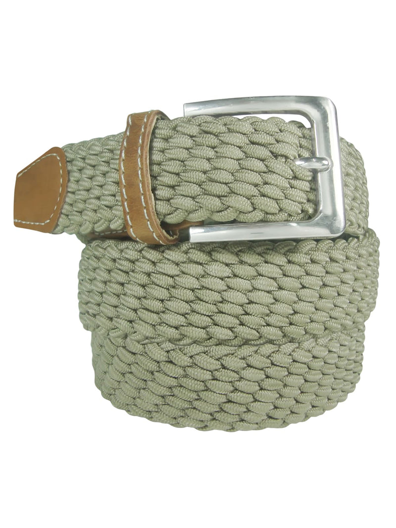 cinturon trenzado elastico color tostado