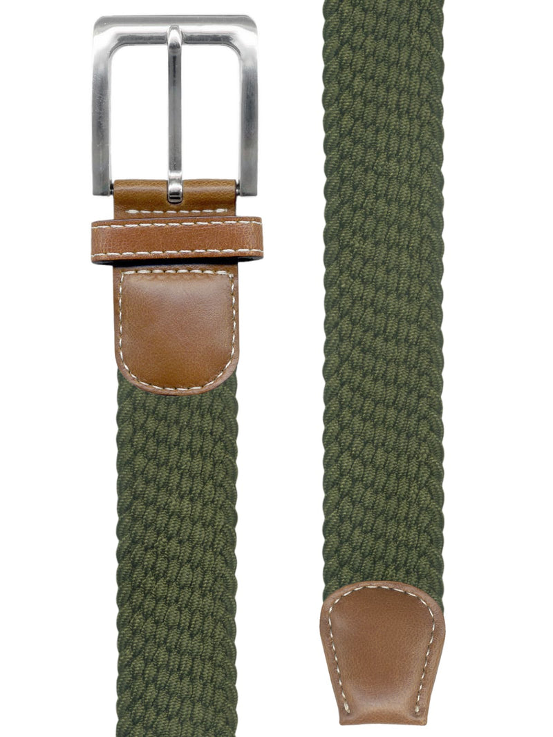 cinturon trenzado elastico verde cazador