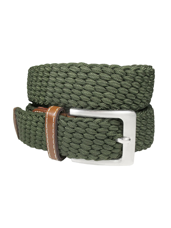 cinturon trenzado elastico verde cazador