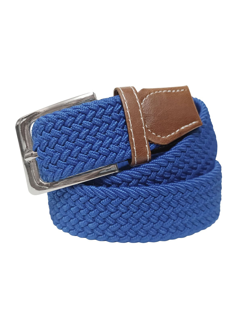 cinturon trenzado elastico espiga azul electrico