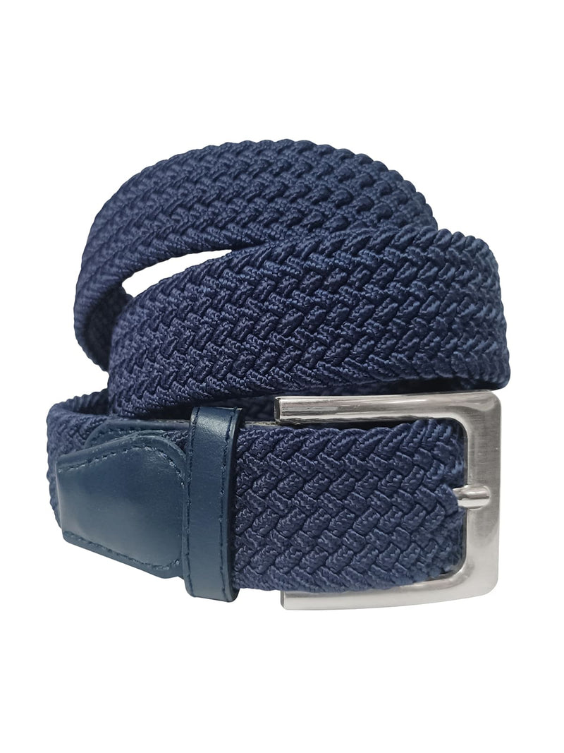 cinturon trenzado elastico espiga azul oscuro