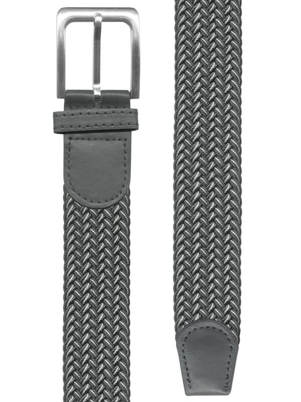 cinturon unisex trenzado espiga gris detalles blancos