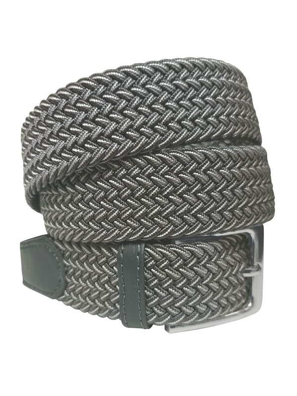 cinturon unisex trenzado espiga gris detalles blancos