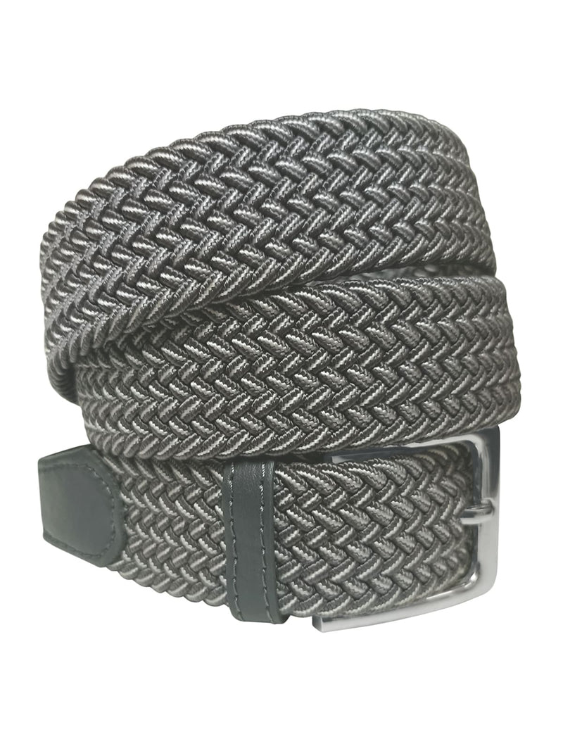 cinturon unisex trenzado espiga gris detalles blancos