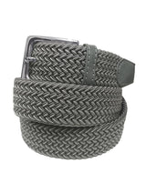 cinturon unisex trenzado espiga gris detalles blancos