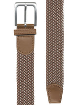 cinturon unisex trenzado espiga marron detalles blancos