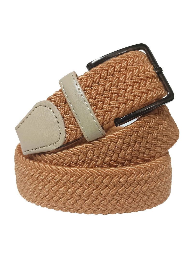 cinturon trenzado elastico espiga color ocre