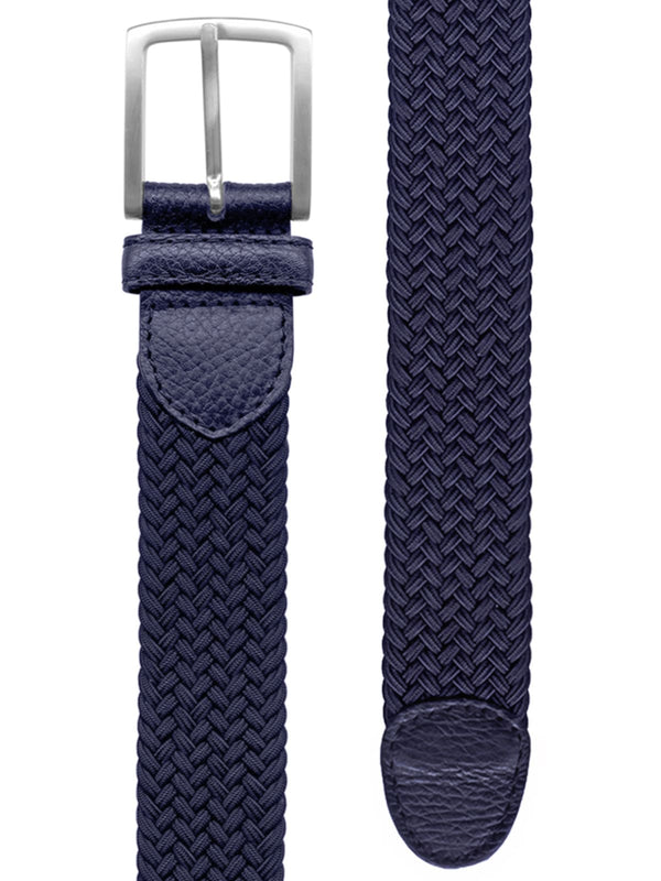 cinturon unisex trenzado fino azul marino