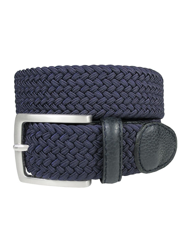 cinturon unisex trenzado fino azul marino