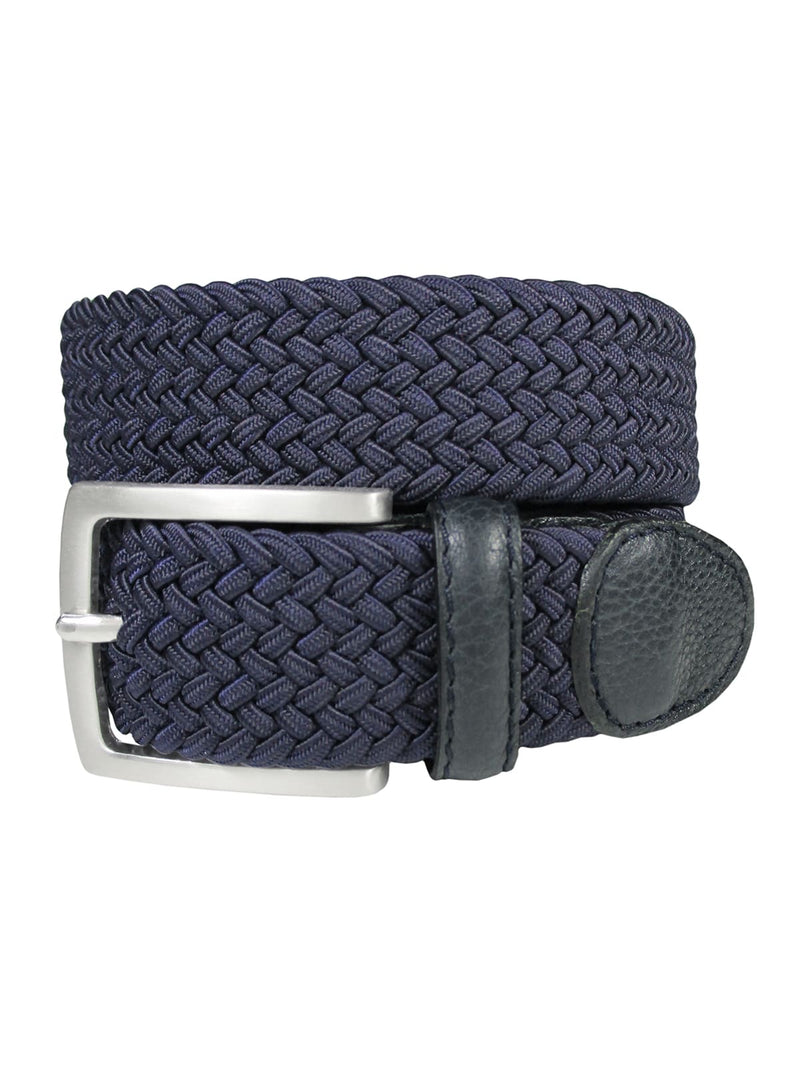 cinturon unisex trenzado fino azul marino