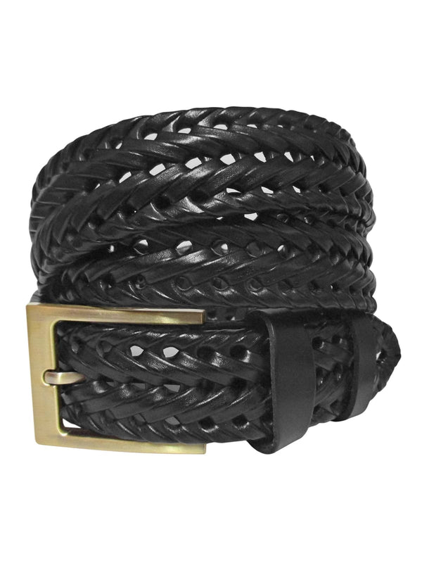cinturon piel trenzado espiga color negro
