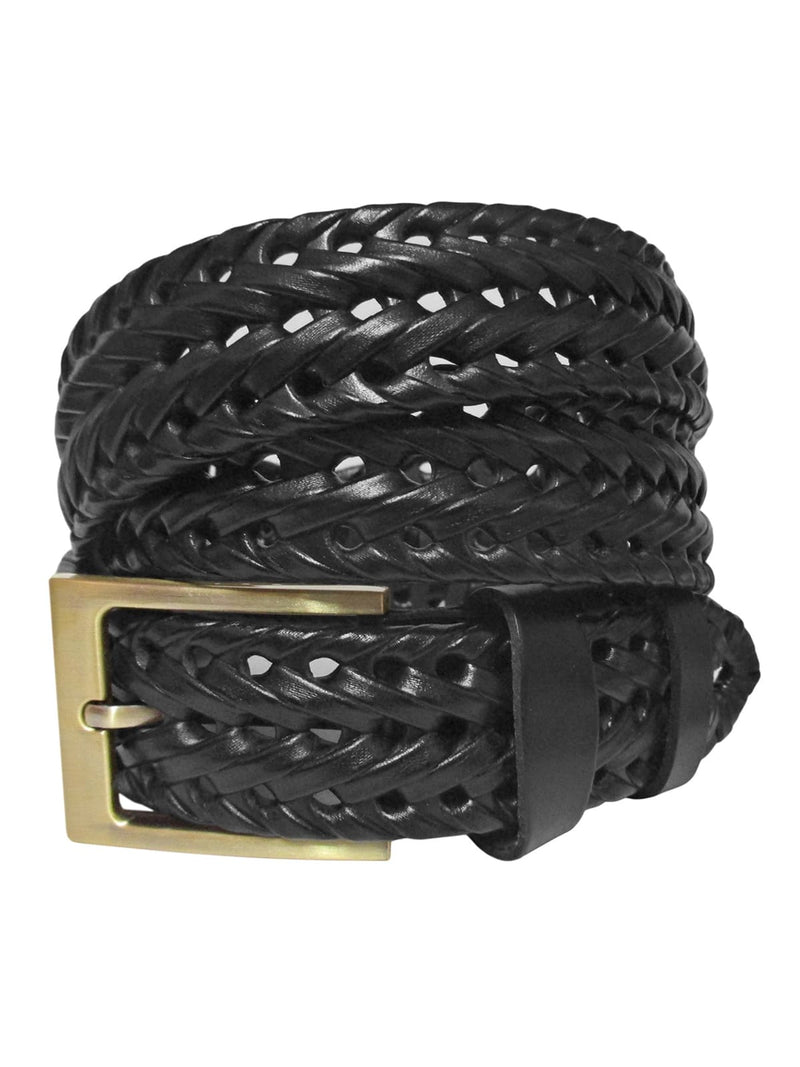 cinturon piel trenzado espiga color negro