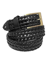 cinturon piel trenzado espiga color negro