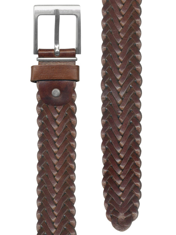cinturon piel trenzado color marron