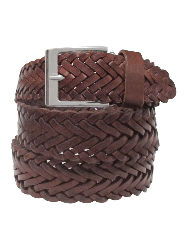 cinturon piel trenzado color marron