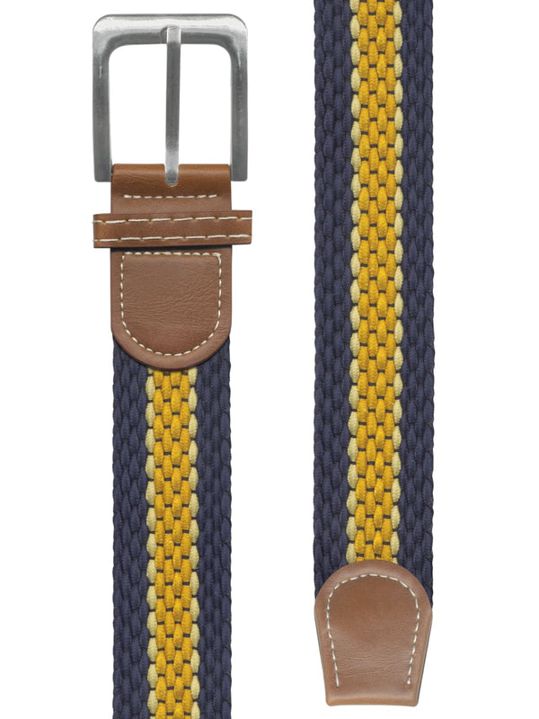 cinturon unisex textil azul marino y amarillo