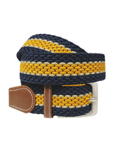 cinturon unisex textil azul marino y amarillo