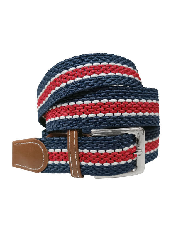 cinturon unisex textil azul marino y rojo