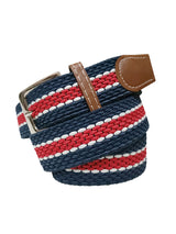 cinturon unisex textil azul marino y rojo