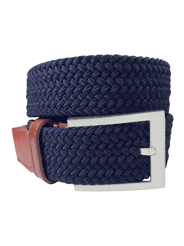 cinturon unisex trenzado fino azul marino