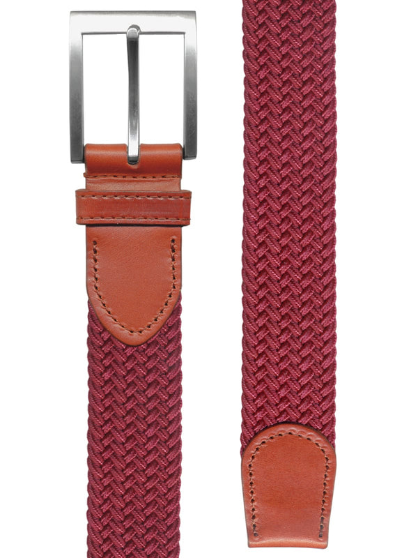 cinturon unisex trenzado fino granate