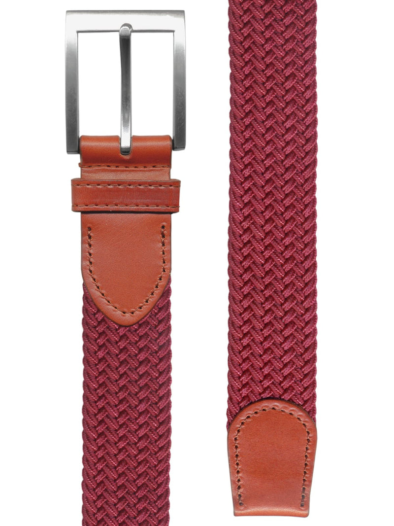 cinturon unisex trenzado fino granate