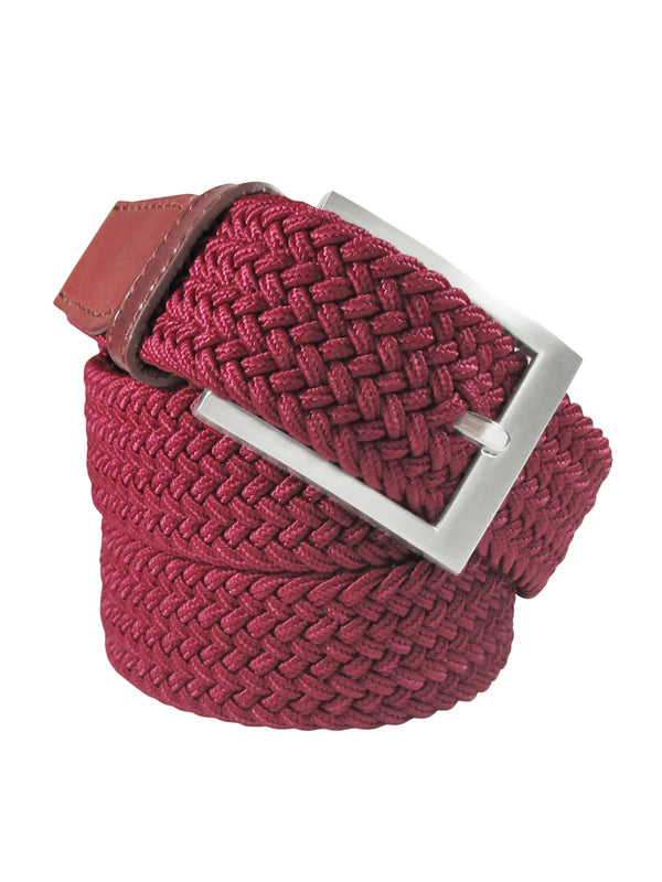 cinturon unisex trenzado fino granate