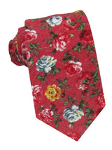 corbata franela roja flores