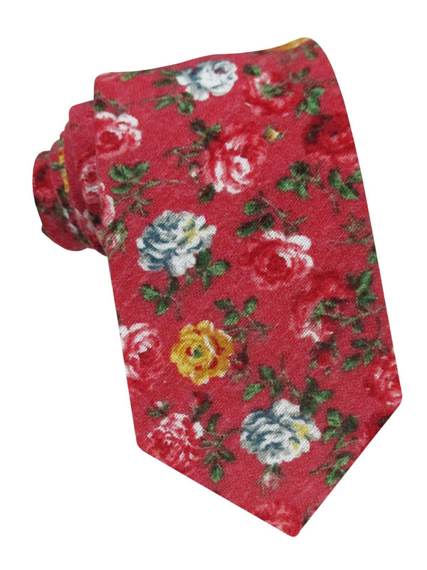 corbata franela roja flores