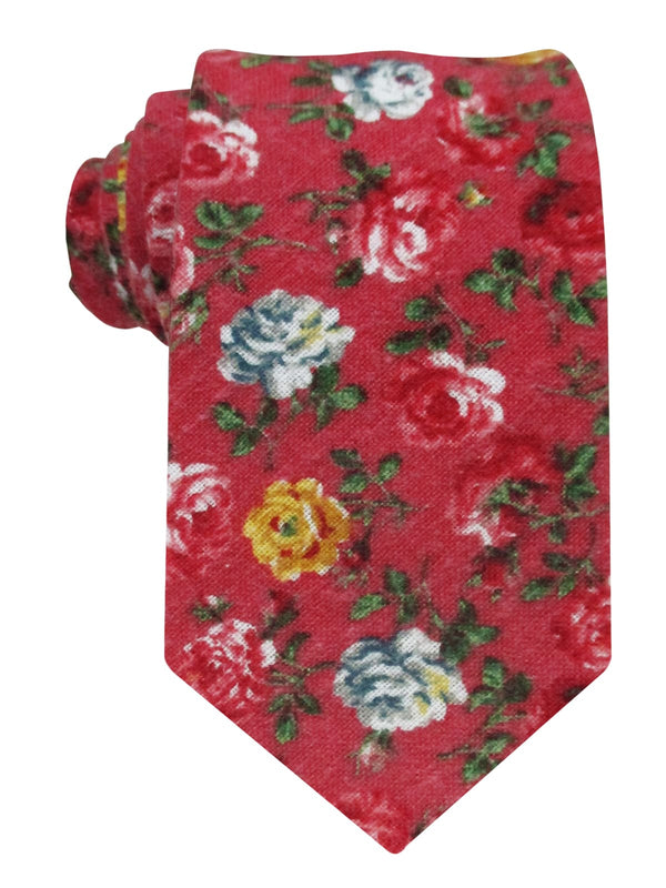 corbata franela roja flores
