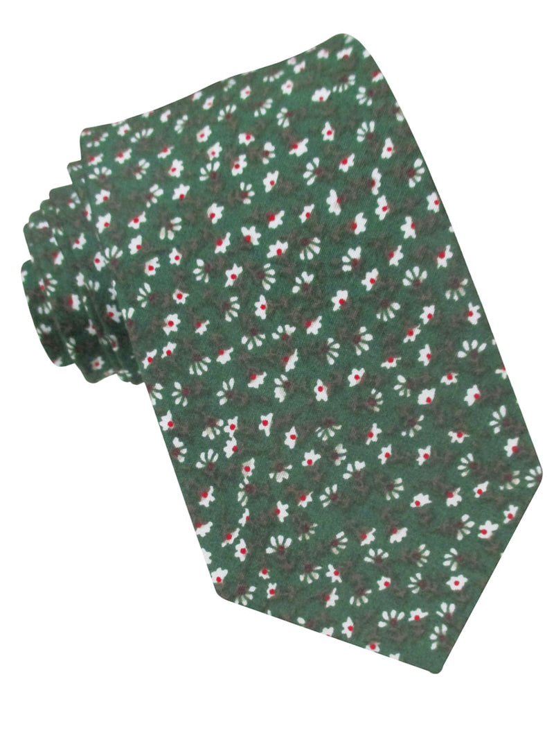 CORBATA FRANELA VERDE ESTAMPADO PEQUEÑAS FLORES