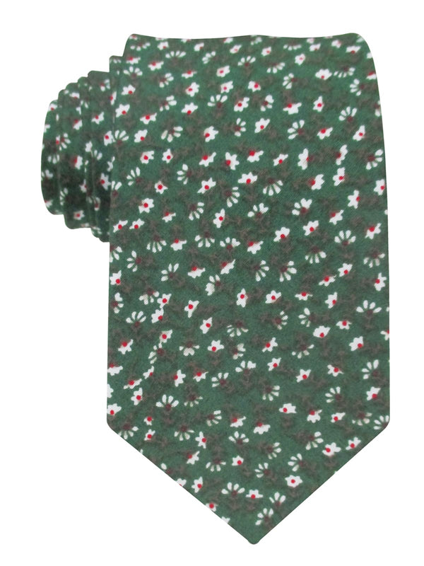 CORBATA FRANELA VERDE ESTAMPADO PEQUEÑAS FLORES