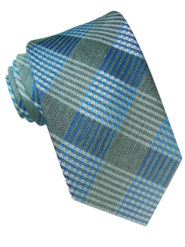 CORBATA LANA TARTAN GRISES Y AZUL