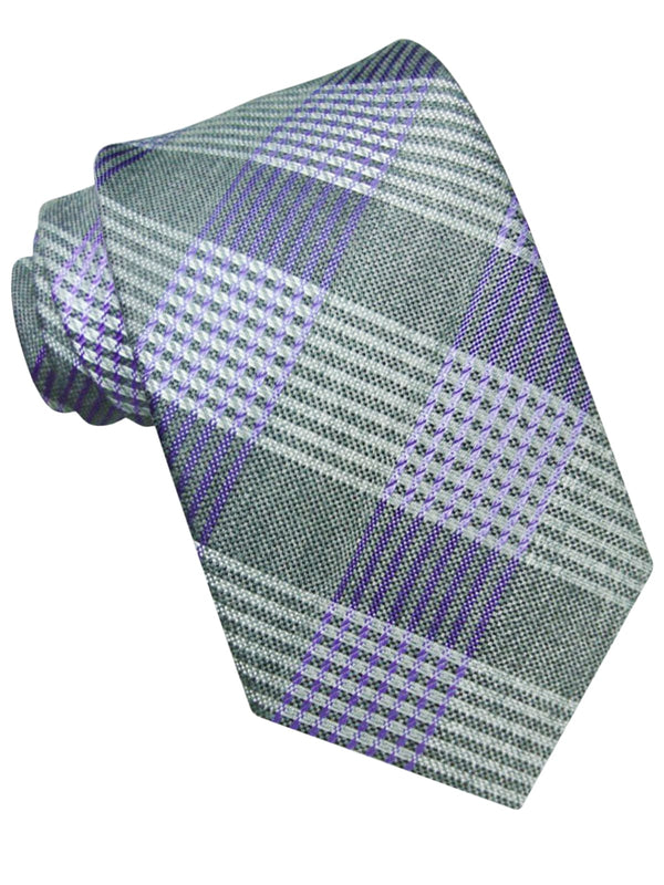 CORBATA LANA TARTAN GRISES Y MALVA