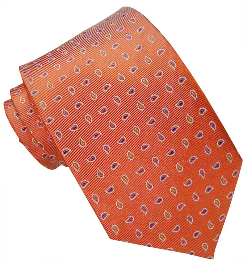 CORBATA SEDA NARANJA MOTIVOS PAISLEY