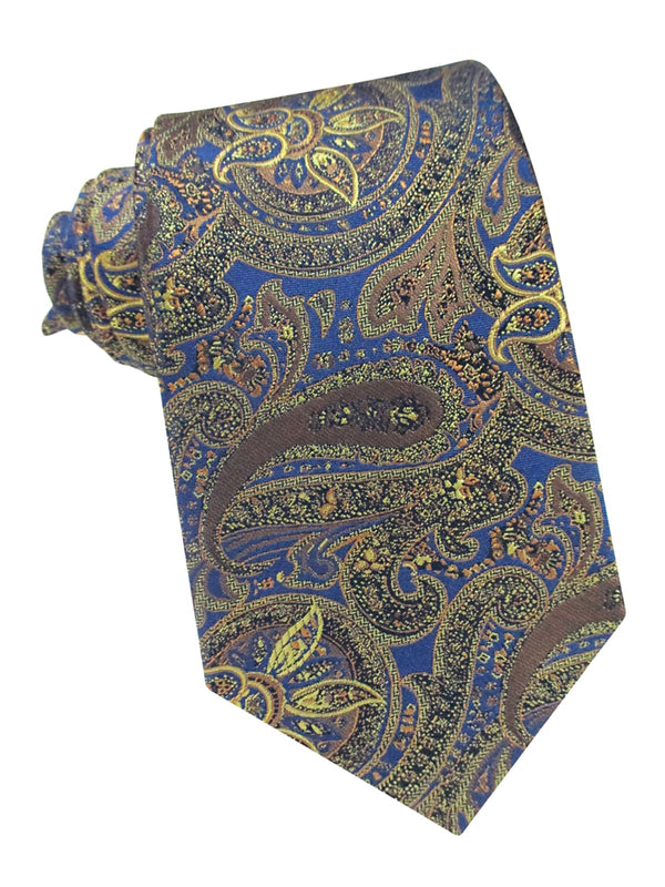 corbata seda azul royal cachemir dorados