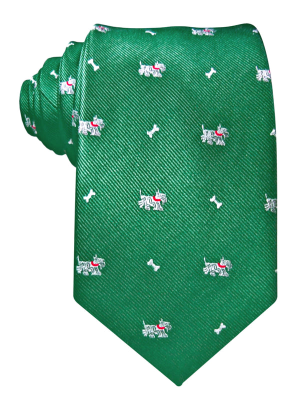 CORBATA SEDA VERDE PERRO Y HUESO