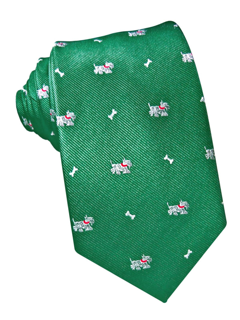 corbata seda verde perro hueso