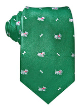 corbata seda verde perro hueso