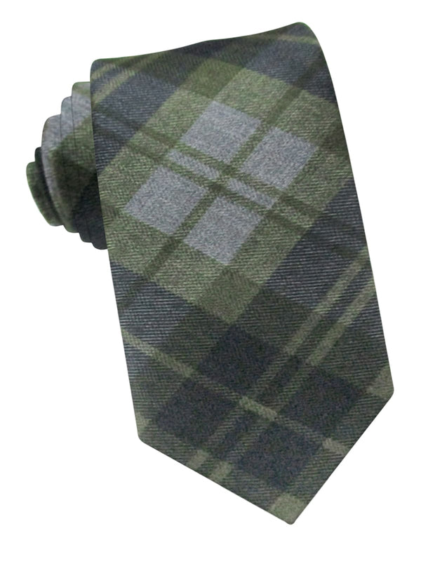 Corbata lana cuadros gris y verde