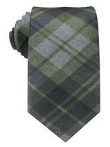 Corbata lana cuadros gris y verde
