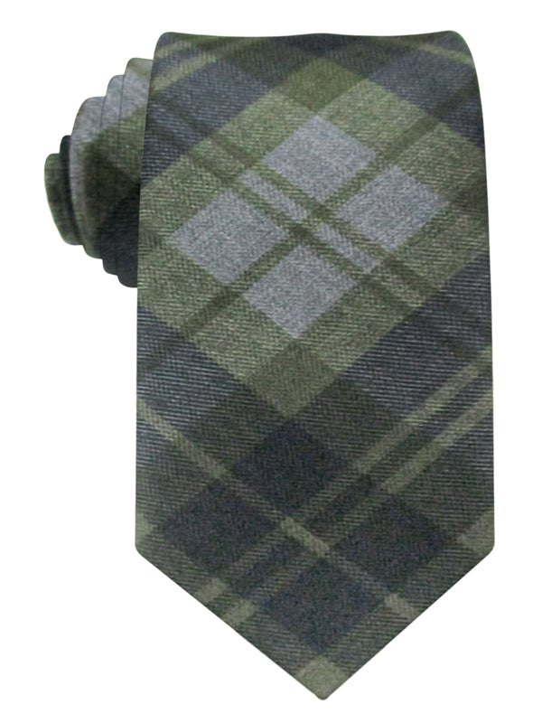 Corbata lana cuadros gris y verde