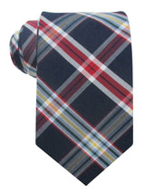 CORBATA ALGODON ESTAMPADO TARTAN AZUL MARINO