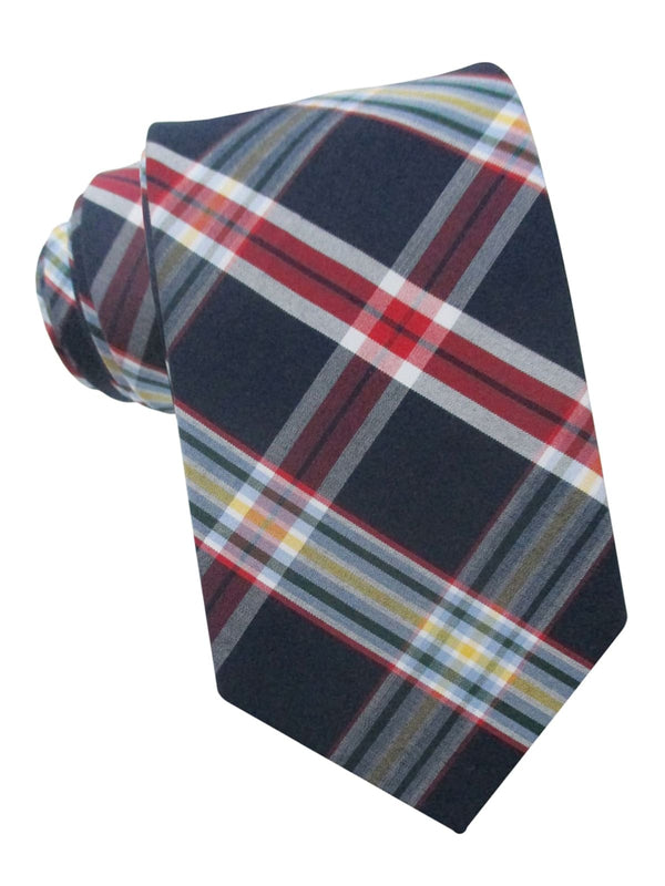 corbata algodon tartan azul marino