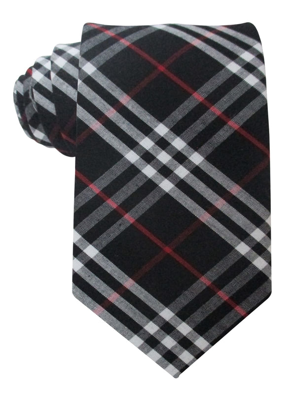 CORBATA ALGODON ESTAMPADO TARTAN NEGRA