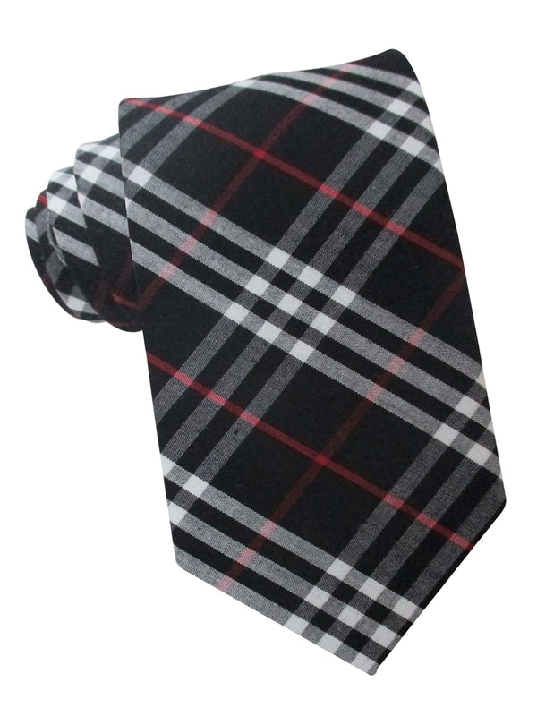 corbata algodon tartan negra