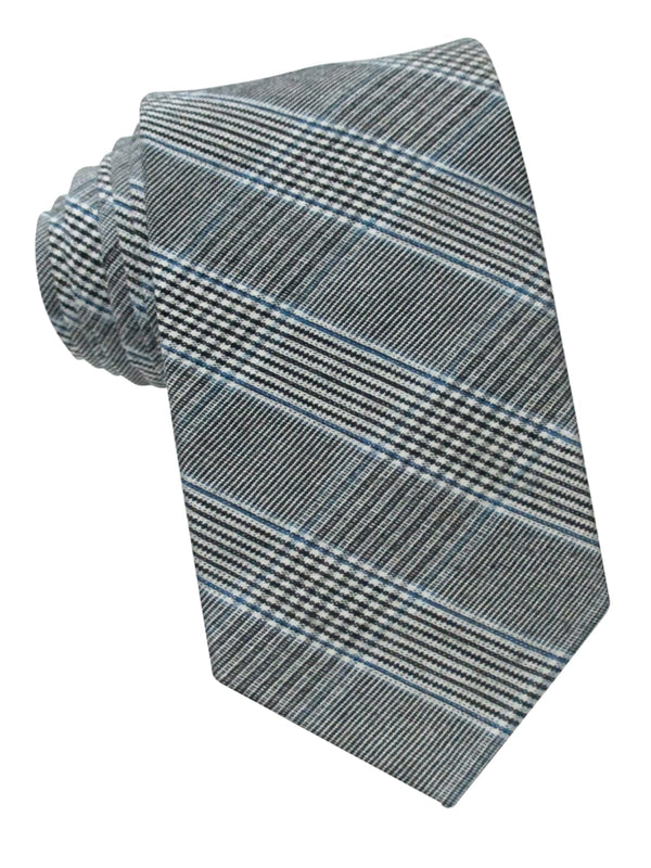 corbata estrecha algodon principe gales gris y azul
