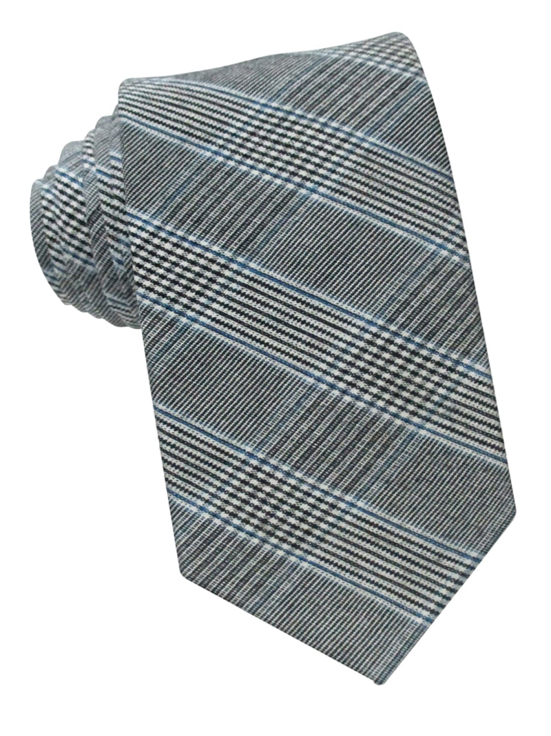 corbata estrecha algodon principe gales gris y azul