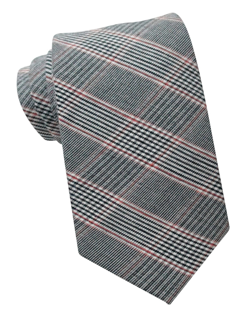 corbata estrecha algodon principe gales gris y roja