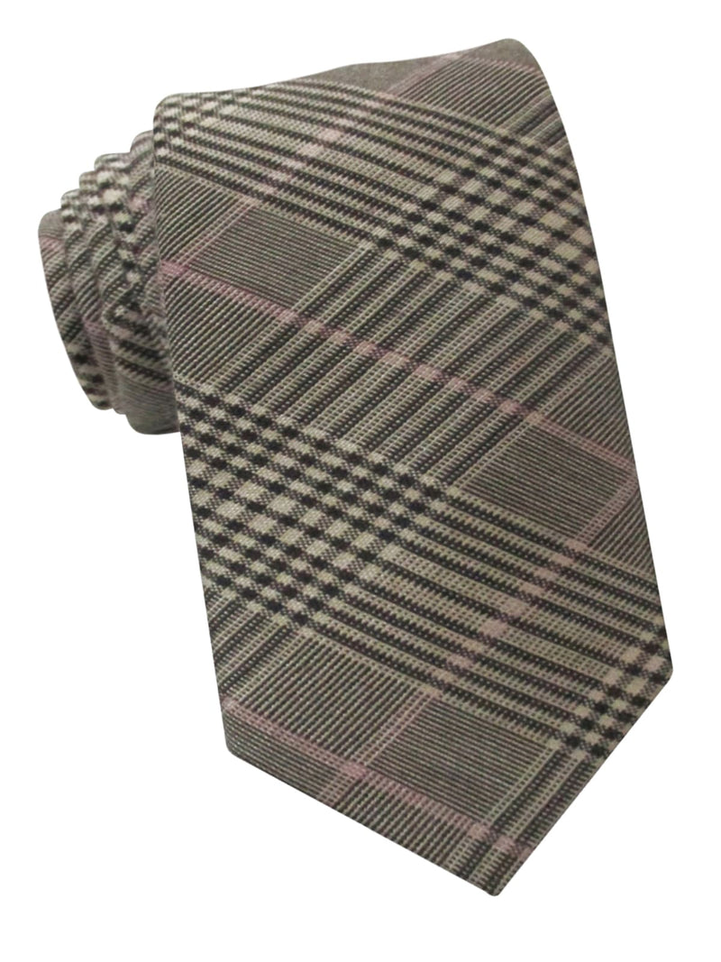 corbata estrecha algodon principe gales marron